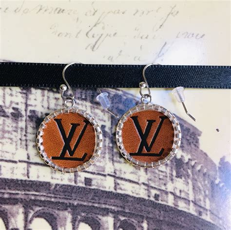 lv edge earrings|upcycled lv earrings.